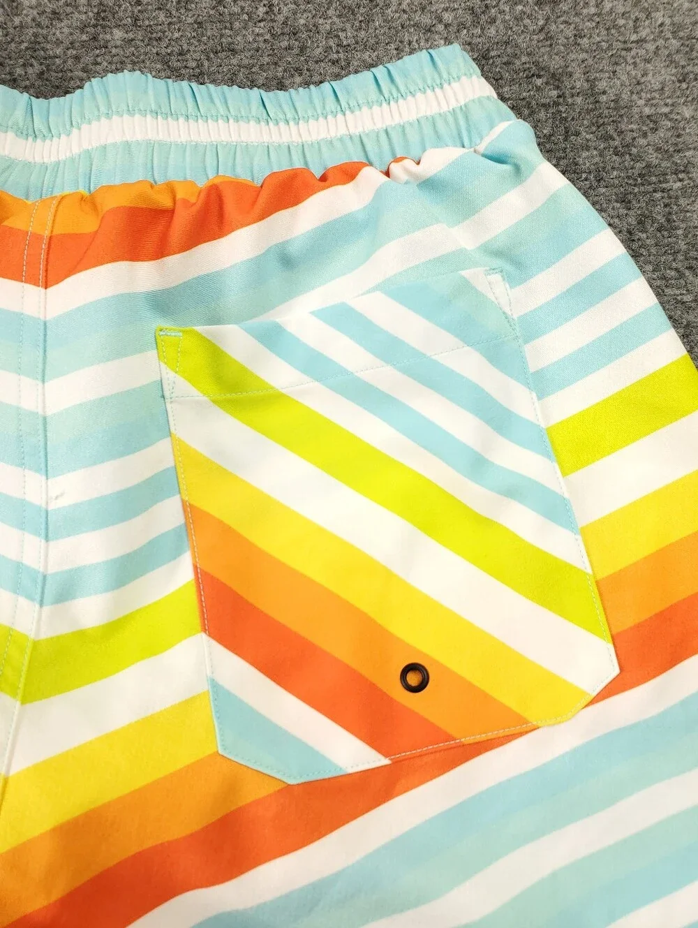 TomboyX Swim 7 Inch Shorts Size XS Unisex Mid Rise Spandex Rainbow Pride Stripe